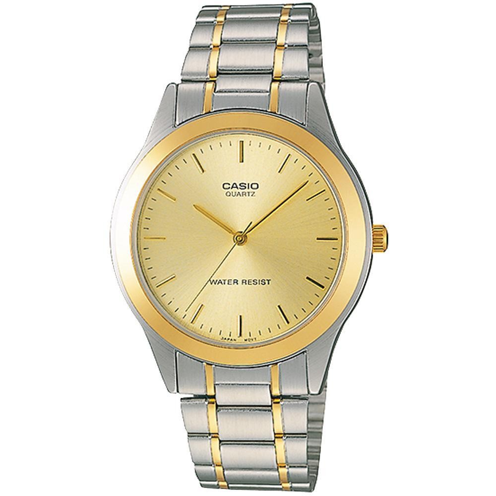 Casio นาฬิกาผู้ชาย Silver/Gold หน้าปัดทอง สายสแตนเลส รุ่น MTP-1128G-9ARDF