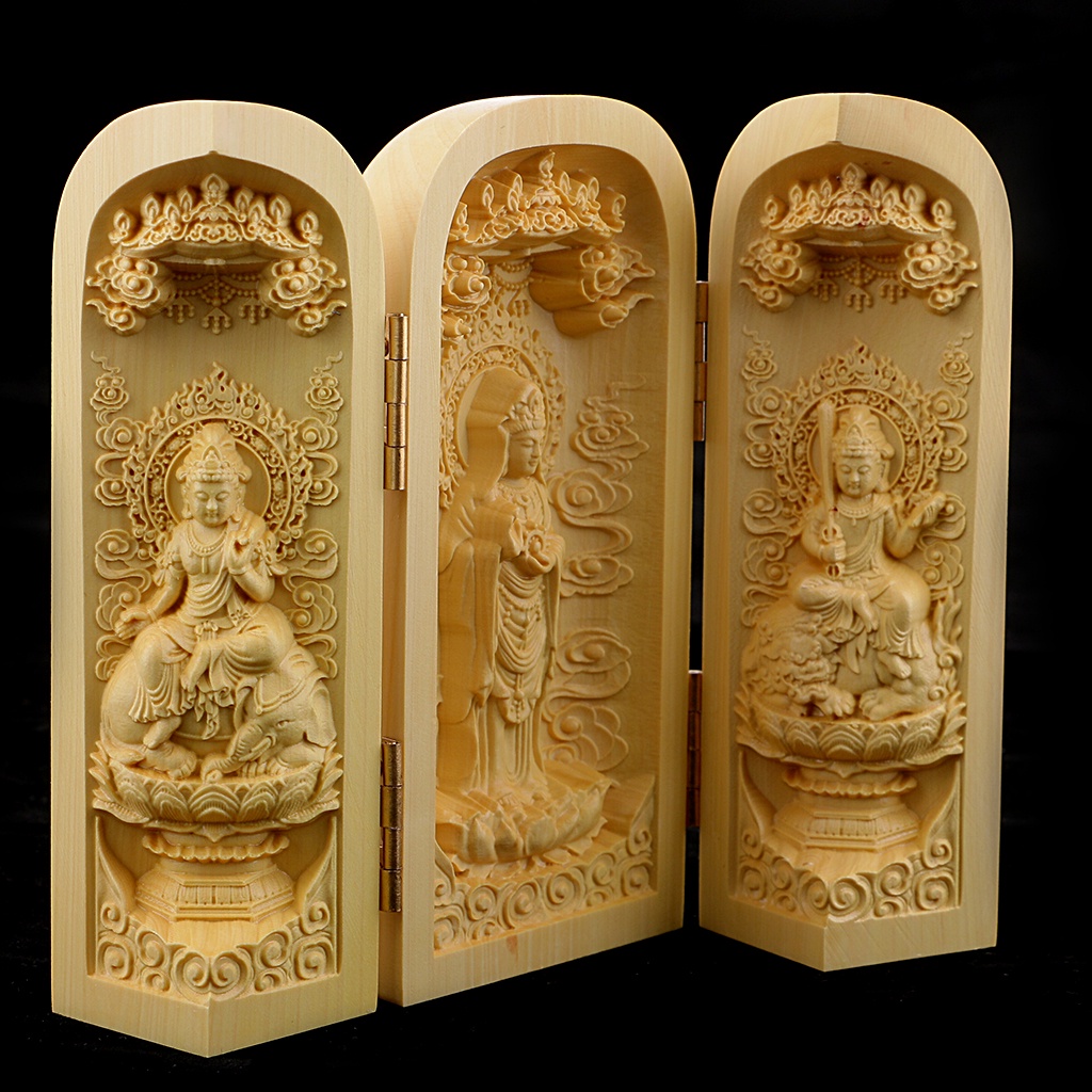 ☁☄Folding Buddha Statue Box Tibetan Buddhist Statues for Home Temple Decor