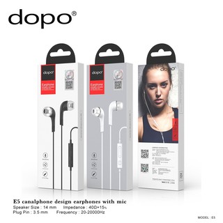 dopo E5 (White) canalphone design earphones with mic หูฟังพร้อมไมค์ รองรับการใช้งานกับอุปกรณ์ทุกรุ่น รับประกัน 6 เดือน