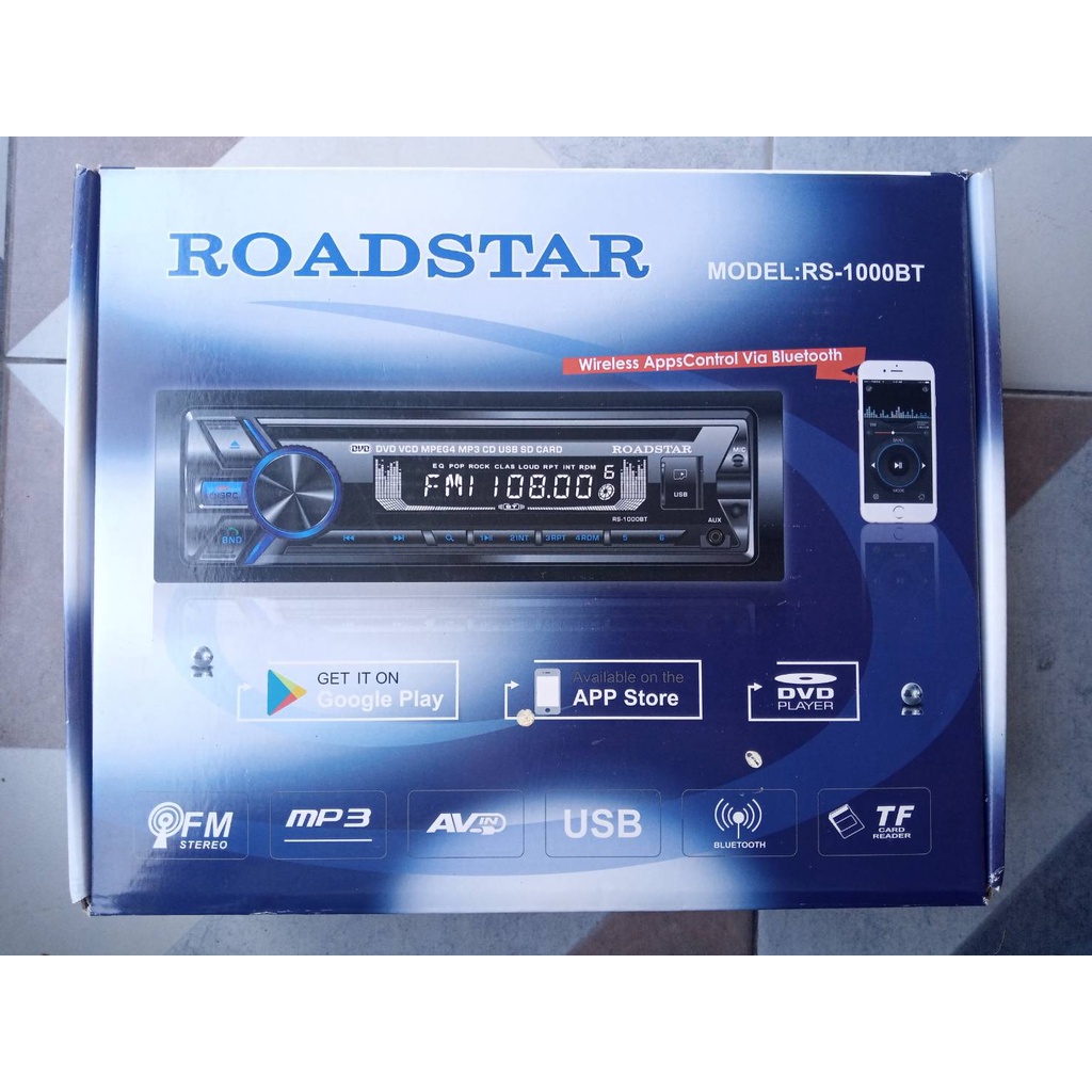 เครื่องเล่นดีวีดีติดรถยนต์ วิทยุติดรถยนต์ ROADSTAR RS-1000BT 1DIN