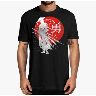 [S-5XL]เสื้อยืด พิมพ์ลาย Samurai Warrior สไตล์ญี่ปุ่นย้อนยุค สําหรับผู้หญิง