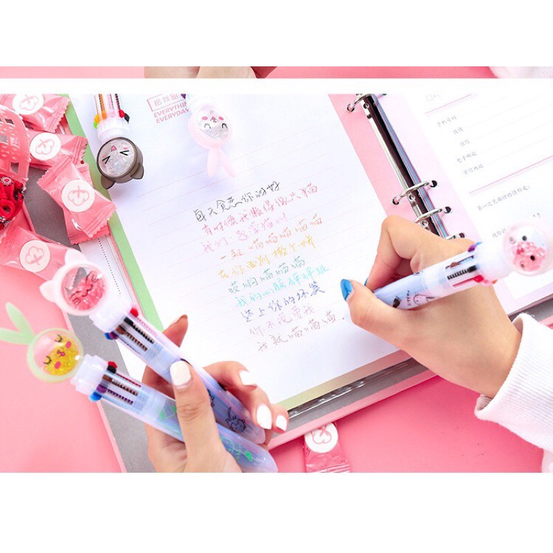 🦋ปากกาลูกลื่น10สี มีหลากสี สีสดใส ลายการ์ตูนน่ารัก 🦄🐱🐰 - รูปที่ 4