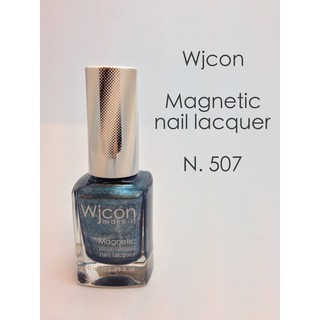 (พร้อมส่ง) สีทาเล็บ Wjcon Magnetic nail lacquer N.507 สีน้ำเงินประกายเนื้อละเอียดผสมกลิตเตอร์ สีสวย ติดทนนาน