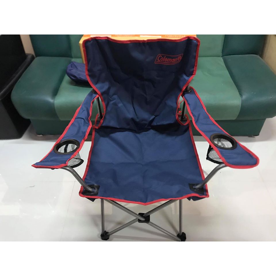 (New Coler)เก้าอี้สนามพับได้ ยี่ห้อโคลแมนColeman สีน้ำเงินขอบแดง ของใหม่  พร้อมถุง วัสดุอุปกรณ์แข็งแรง รับน้ำหนักได้80โล