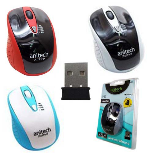 Anitech เม้าส์ไร้สาย รุ่น W-214 (ไร้เสียง) Wireless Mouse W-214