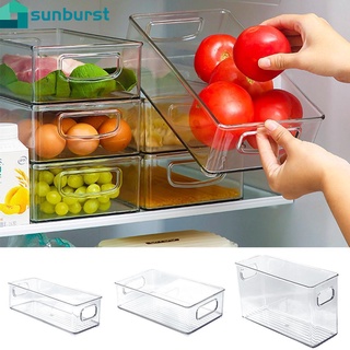 Refrigerator Organizer Stackable Boxes / Transparent Plastic Vegetable Drink Storage Box With Cutout Clear Handle / Kitchen Accessories