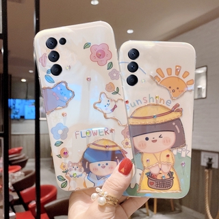 Phone Case เคส OPPO Reno5 5G Reno5 Pro Reno4 A94 A54 A74 4G 5G Blu-ray Rhinestone Cute Cartoon Girl TPU Protective Back Cover เคสโทรศัพท