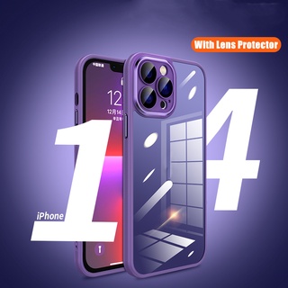 【สีม่วงเข้ม】เคสโทรศัพท์ ฟิล์มคริสตัลใส ป้องกันเลนส์กล้อง สําหรับ iPhone 14 Pro Max 13 Pro Max 14 Plus