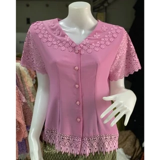 เสื้อลูกไม้คนแก่ ตัดดอก รุ่น ปกบัว