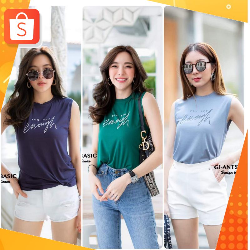 GI-ANTS เสื้อยืดคอเปลือยแขนกุด ผ้าเกาหลี G97