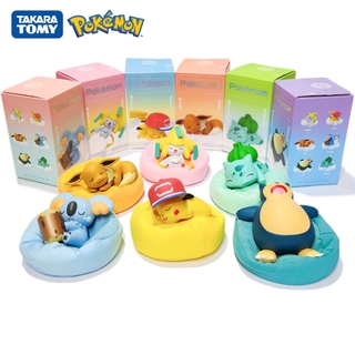 Genuine Pokemon Starry Dream Series Pikachu Kabigon Eevee Komala Snorlax Bulbasaur Anime Figures With Plush Base Model Dolls Toy