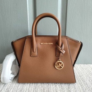 🎀 (สด-ผ่อน) กระเป๋า Mk สีน้ำตาล 35F1G4VM2L MK MICHAEL KORS  Avril Small Logo Top-Zip Satchel