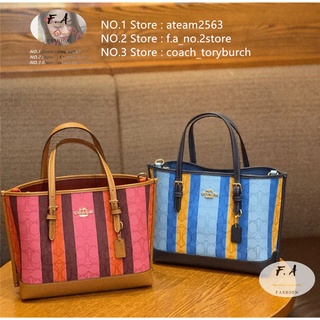 F.A (ของแท้ 100%）COACH 4086 MOLLIE กระเป๋าสะพายข้างผู้หญิง กระเป๋าโท้ทใบเล็กพร้อมผ้าใบ jacquard ลายโลโก้สุดคลาสสิก