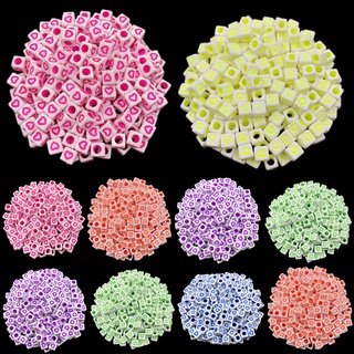 40Pcs 7mm Acrylic Beads White Cube Multi Heart Loose Bead DIY Jewelry Accessories Pendant Finding Charms