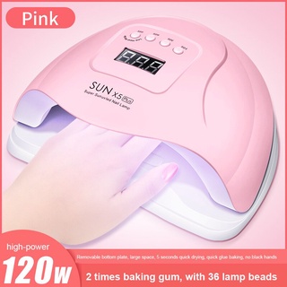เครื่องเป่าเล็บ 120W LED เล็บ SUN X5 Plus โคมไฟเล็บเจลเคลือบเงาเล็บ Motion Sensing Professional โคมไฟสำหรับเล็บ