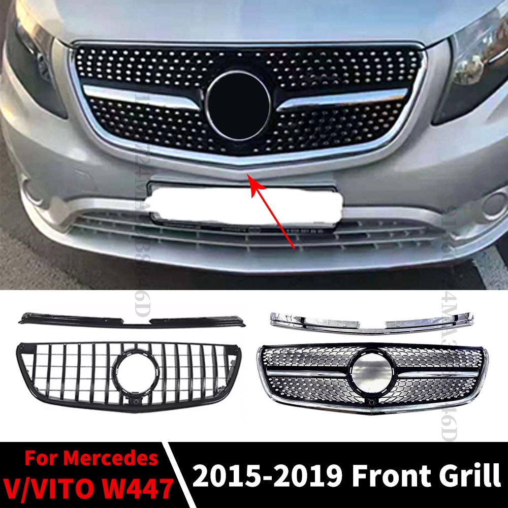 Gt กระจังหน้ากันชนหน้ารถยนต์ ประดับเพชร สําหรับ Mercedes Benz Vito V W447 2015-2019 V260 V250