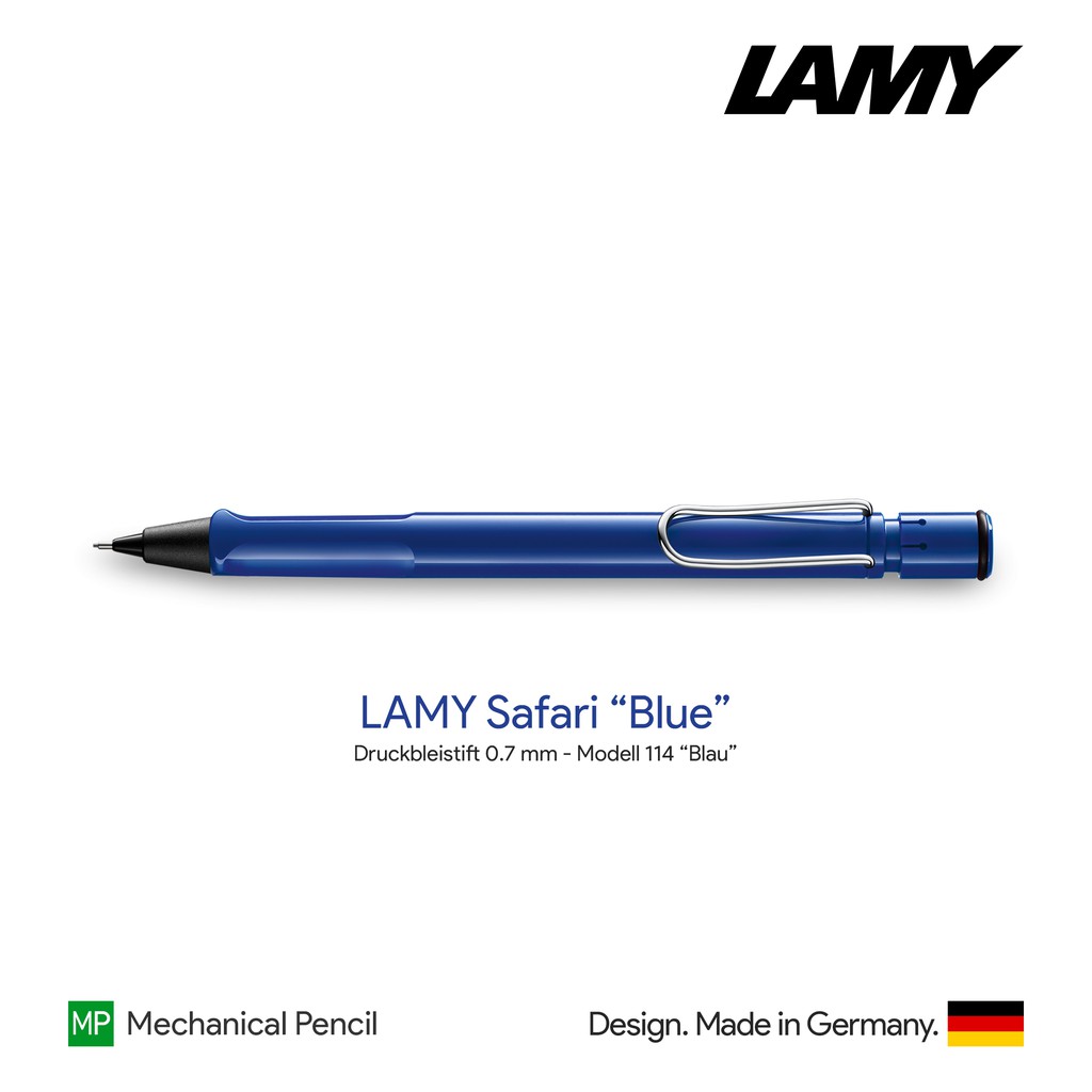 Lamy Safari Blue 0.7mm Push Pencil - ดินสอกดลามี่ซาฟารี  สีน้ำเงิน JXC8