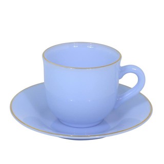 PEARL แก้วเนื้อมุก CF 60 - ถ้วยคัพสีฟ้าพร้อมจานรอง (Forget me not cup with saucer)