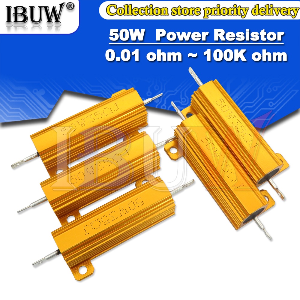 1pcs 50W อลูมิเนียมโลหะกรณี Wirewound Resistor 50R ~ 100k 1K 2.2k 4.7k 6.8k 50k 100k 50W-1K 50W-10K