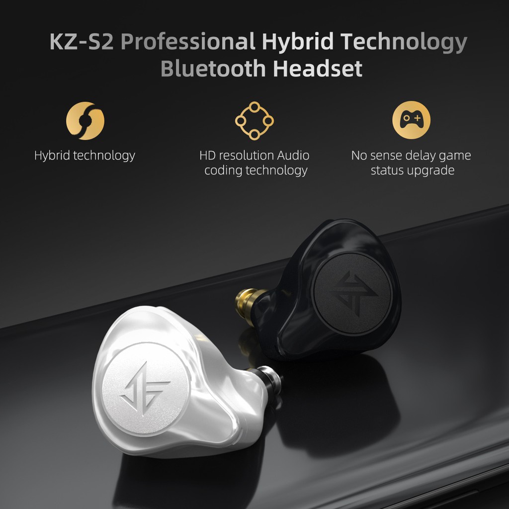 KZ S2 หูฟังบลูทูธ 5.0 Hybrid หูฟังไร้สาย หูฟัง Bluetooth 5.0 True Wireless หูฟังไร้สาย มีไมค์ หูฟังเล่นกีฬา กันน้ำ IPX5