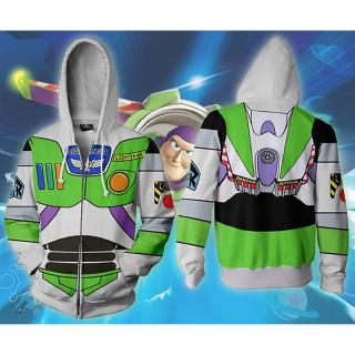 เสื้อแจ็กเก็ตกันหนาว มีฮู้ด แบบสวม แต่งซิป พิมพ์ลายอนิเมะ Buzz Lightyear 3 มิติ แฟชั่นสําหรับสตรี