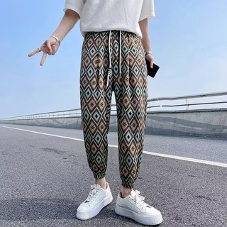 พร้อมส่ง M-3XL🌟แฟชั่นฤดูร้อนกางเกง ลำลอง ผู้ชาย ทรง หลวม เกาหลี สไตล์เรโทร กางเกง ลาย สก๊อต ไซส์ ใหญ่ สวมใส่สบาย