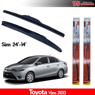 ที่ปัดน้ำฝน ใบปัดน้ำฝน ซิลิโคน ตรงรุ่น Toyota Vios 2013-2020 ไซส์ 24-14 ยี่ห้อ Diamond กล่องแดง