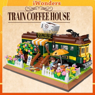 บล็อคตัวต่อ รูปบ้านกาแฟ MOC ของเล่นเสริมการเรียนรู้ สําหรับเด็กผู้ชาย ผู้หญิง