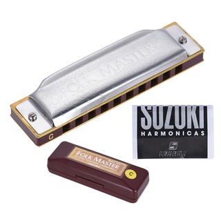 เครื่องดนตรี Harmonica 10รู Suzuki 1072-C Folkmaster  สำหรับผู้เริ่มต้น