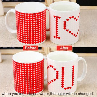 ถ้วยกาแฟ ถ้วยเซรามิก  เปลี่ยนสี   เปลี่ยนลาย  I Love U