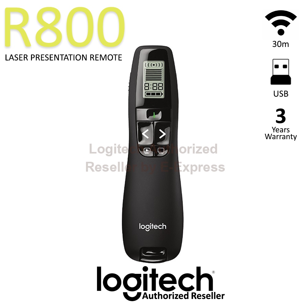 Logitech R800 Wireless Presenter Laser Pointer - Black (สีดำ) ประกันศูนย์ 3ปี ของแท้