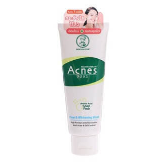 Mentholatum Acnes Clear &amp; Whitening Face Wash เมนโทลาทั่ม ผลิตภัณฑ์โฟมล้างหน้า สูตรลดสิว มี 2 ขนาด 50 กรัม / 100 กรัม