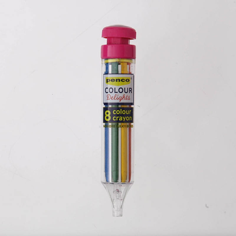 Penco 8 colour crayon - Pink (HFT058-PI) / สีเครยอน 8 สีในหนึ่งแท่ง ด้ามสีชมพู แบรนด์ Penco จากประเทศญี่ปุ่น