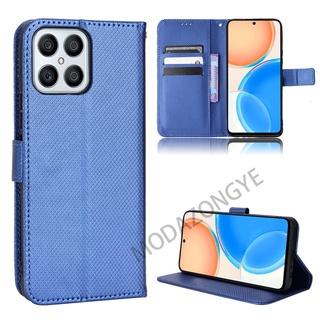 Honor X8 เคส Phone Holder Stand Case Honor X8 HonorX8  เคสฝาพับ Wallet PU Leather Back Cover