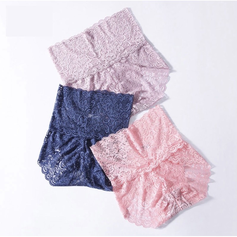 พร้อมส่ง CB011 กางเกงในลูกไม้ ทรงสูง ผ้านุ่ม บางเบา เซ็กซี่ ระบายอากาศ