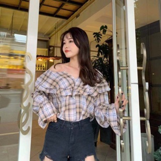 เสื้อแขนยาว ใส่ได้ 2 แบบ เปิดไหล่ได้ สไตล์เกาหลี น่ารัก🦄 พร้อมส่ง