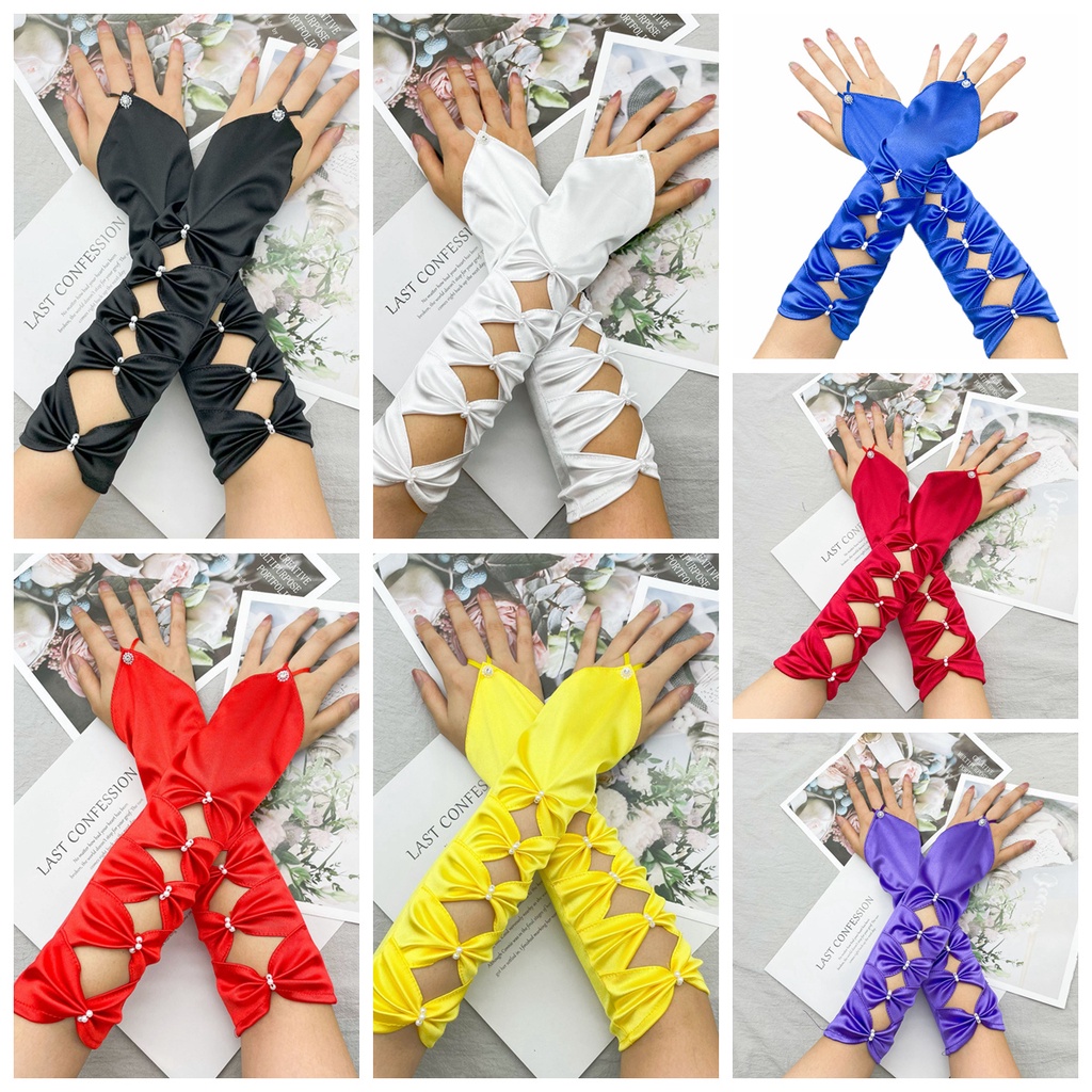 ถุงมือยาว ถุงมือเจ้าสาวไร้นิ้วผู้หญิง