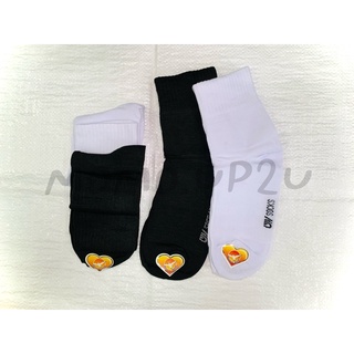 { ยกแพ็ค } OW Socks ถุงเท้าข้อกลางสีขาวและสีดำ แพ็ค 12 คู่ 1 สี #FREESIZE