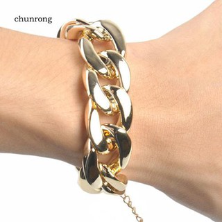 chu สร้อยข้อมือแฟชั่นสตรีสายโซ่เชื่อมเครื่องประดับสไตล์พังก์