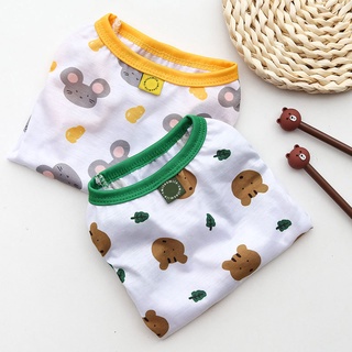 Pet Spring and Summer Cartoon Mouse Bear Print Cat and Dog Vest Fashion Edging Comfortable and Easy To Clean