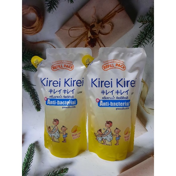 ( 2ถุง )Kirei Kirei ครีมอาบน้ำ คิเรอิ คิเรอิ สูตรแอนตี้แบคทีเรีย กลิ่น ส้ม Natural Citrus (ถุงเติม) 