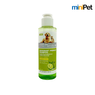 Minipet (มินิเพ็ท) แชมพูดับกลิ่นสาบสุนัขและแมว Deodorant Shampoo กลิ่นมะกรูด บรรจุ 120 มล.