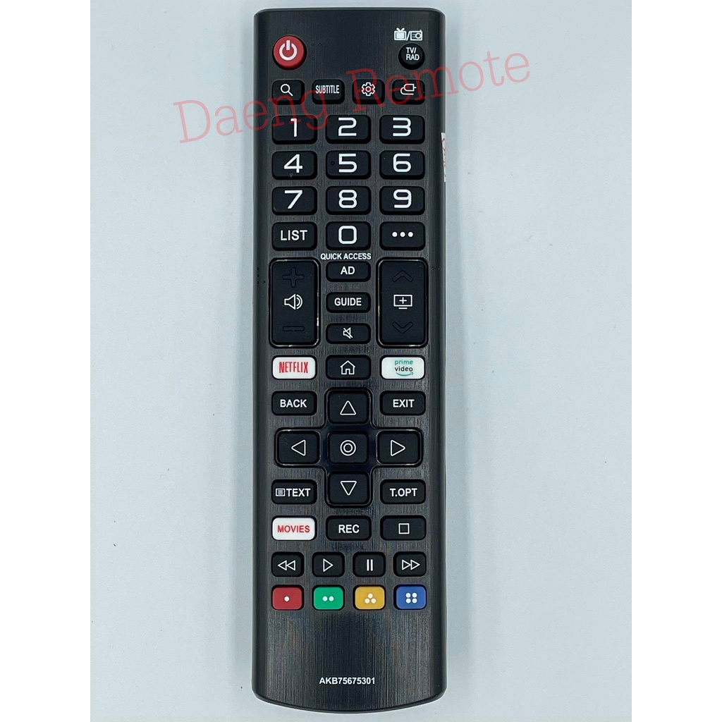 รีโมทใช้กับทีวี LG รุ่น AKB75675301 **รุ่นและปุ่มคำสั่งที่ตรงกันจะใช้งานได้ครบถ้วน**