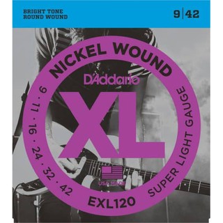 สายกีต้าร์ไฟฟ้า D’Addario EXL120 Nickel Wound Super Light Electric Strings