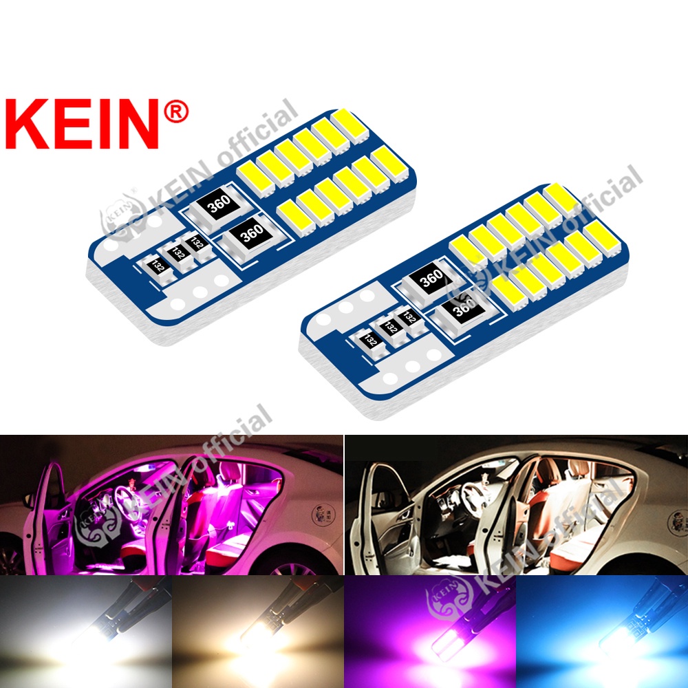 Kein 2PCS T10 หลอดไฟ LED Canbus 194 W5W 24SMD หลอดไฟ LED Chipset สําหรับโดมอัตโนมัติรูปรถโดมแผนที่ประตูป้ายทะเบียนด้านข้าง Wedge Corridor โคมไฟอ่านหลอดอัตโนมัติ