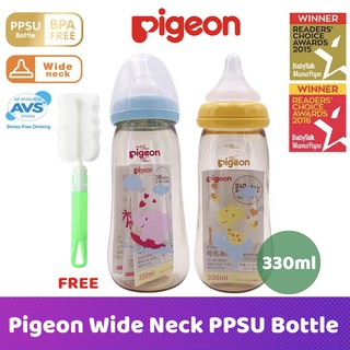 Itronic | Pigeon ขวดนมคอกว้าง 330 มล. พร้อมจุกนม ป้องกันอาการจุกเสียด