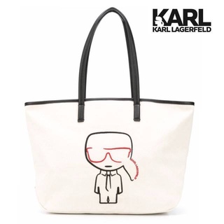 พร้อมส่งในไทย📦Karl Lagerfeld K/IKONIK CANVAS SHOPPER Bag(White)**ของเเท้**