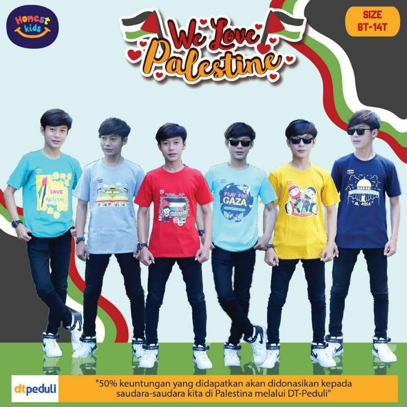 เสื้อยืดเด็ก We Love Palestine Junior โดย HONESTKIDS ขนาด 6-14T 0135