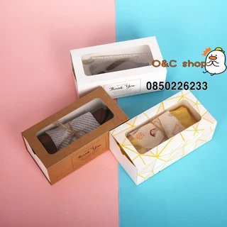 พร้อมส่งกล่องใส่ขนม 17.5*9*5ซม (10ใบ) กล่องใส่ขนมทรงยาว มีหน้าต่างพลาสติก กล่องคุกกี้ กล่องใส่บราวนี่ กล่องลิ้นชัก