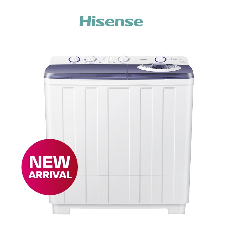 Hisense เครื่องซักผ้าฝาบนสองถัง สีขาว รุ่น WSRB1201W ความจุ 12 กก. New 2022 ไม่มีบริการติดตั้ง